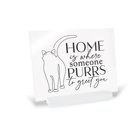P Graham Dunn Home Purrs Greet Classic White 8 x 6 Acrylic and Wood Tabletop Glossy Sign P Graham Dunn Home Purrs Greet Classic White 8 x 6 Acrylic and Wood Tabletop Glossy Sign